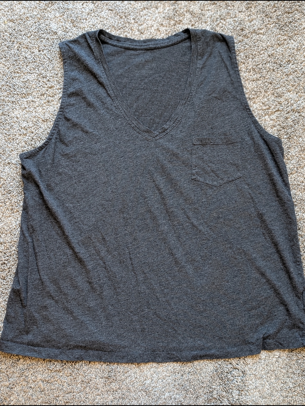 Natural Reflections Charcoal V-Neck Tank Top with Pocket